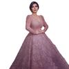 Nuevo Vestido Largo Transfronterizo de Amazon Otoño e Invierno 2026 para Mujer con Mangas Largas, Cuello en V, Adornos Dorados y Corte Ajustado en Color Rosa Loto