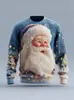 Moletom com Estampa 3D do Papai Noel e Boneco de Neve, Suéter de Lã Sintética, Jaqueta Unissex de Gola Redonda, Estilo Europeu e Americano