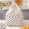 Bolsa tote de veludo cotelê estampada simples, bolsa térmica para almoço para o trabalho, bolsa de armazenamento para lancheira e bolsa de gelo