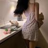 Lencería Sexy, Falda Floral Femenina de Pura Pasión, Pijama Estampado con Liguero de Cereza, Ropa de Casa de Verano Delgada Estilo Hada