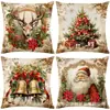Fronha temática de Natal, capa de almofada com estampa digital, decoração de sofá, fronha de almofada festiva em desenho animado, Natal transfronteiriço