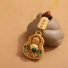 Pingente Estilo Casal Design Criativo, Chaveiro Cabacinha da Paz Banhado a Ouro, Porta-Chave de Carro, Corrente para Celular Unissex, Boa Sorte e Prosperidade