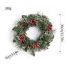 Decoraciones de Navidad, Corona de Navidad, Bayas Rojas, Piñas, Hojas de Pino, Corona, Decoraciones para Colgar en la Puerta Principal, Decoraciones de Pared