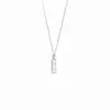 Prata de Lei S925 Novo Modelo Loja de Ouro Mesmo Estilo Quadrado Sorte Barra Longa Cmc Corda Trançada Brilhante Pingente Banhado a Ouro Atacado