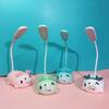Lâmpada de mesa LED de vaca fofa Niu Tai, animal de estimação fofo de desenho animado, luz noturna recarregável por USB, pequena lâmpada de mesa para estudo e leitura de estudante