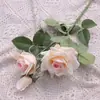 Flor Artificial Realista Táctil de 3 Cabezas Rosa Hidratante Alice para Decoración del Hogar, Boda y Estudio Fotográfico