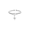 Anillo de Articulación Estrella de Circonita Amanecer de Primavera para Mujer con Perla Retorcida y Diseño en Forma de Arroz, Ajustable