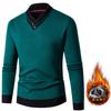 Suéter Cálido Interior para Hombre de Comercio Exterior Transfronterizo de Imitación de Dos Piezas Otoño e Invierno Moda Casual con Forro Polar Grueso de Punto