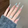 Unhas Vestíveis Cat-Eye Feitas à Mão, Adesivos de Unha, Unhas Vestíveis, Unhas Vestíveis de Luxo, Estilo Longo Cão Fino Brilhante