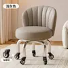 Taburete con Ruedas Giratorias para Uso Doméstico, Taburete Bajo Silencioso con Respaldo, Taburete Pequeño para Niños Aprendiendo a Caminar, Taburete Redondo para Costura, Taburete para Cambiarse los Zapatos