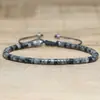Pulsera Espaciadora de Piedra Natural Piedra Negra Flash Tejida a Mano 2x 4 Pulsera Ajustable con Cuentas Joyería Exquisita para Mujer