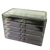Caja de Almacenamiento de Joyería de Acrílico Gris Translúcido para Escritorio de Cinco Cajones Tipo Cajón Caja de Almacenamiento para Anillos Pendientes Caja para Accesorios de Uñas