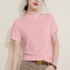 Cuello Medio [Lyocell Tencel + Lana de Oveja] Cuello Alto Delgado Manga Corta Camiseta Base Top para Mujer