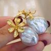 Accesorios diy S925 plata esterlina exquisitos aretes de perlas de ambiente gancho para la oreja soporte de aire barroco aretes desmontables soporte de plata