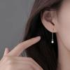 Aretes Largos de Borla con Perlas para Mujer Diseño de Nicho Sentido de la Moda Lujo Ligero Aretes de Perlas Corea del Sur Aretes Simples de Longitud Media