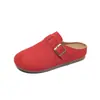Mules fechadas estilo Birkenstock com fivela retrô e confortáveis para mulheres, novo modelo outono 2026, com aumento interno de altura e sola plataforma grossa