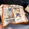 Bufanda de Seda Impresa para Mujer, Imitación Seda, Clásica, Chal de Gama Alta, Bufanda para el Cuello con Protección Solar, Pañuelo para la Cabeza, Bufanda
