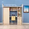 Cama com Mesa Integrada, Cama de Ferro Forjado, Cama para Apartamento Pequeno, Cama Suspensa para Dormitório de Estudantes e Funcionários com Estante Integrada