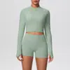 Shorts Deportivos Ajustados de Cintura Alta Levanta Glúteos Chaqueta Exterior con Cremallera Ropa de Yoga Casual 'Naked' Ropa para Correr y Fitness Traje