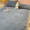 Color Sólido Invierno Coral Leche Terciopelo Cama Sábanas de Cama Pieza Única Engrosada Forrada de Felpa Colcha Estudiante Dormitorio Individual Felpa Cama Sábanas de Cama Colcha