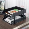 Caja de Almacenamiento de Archivos para Escritorio de Cuero Tipo Cajón Estante para Archivos Caja de Información Caja de Almacenamiento Creativa para Suministros de Oficina