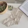 Calcetines Finos de Verano Color Crema con Volantes y Efecto Adelgazante Dulce, Calcetines de Malla Hueca con Encaje Estilo Jk para Mujer, a Media Pantorrilla