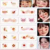 Adesivos Infantis de Ano Novo, Adesivos de Tatuagem para Adultos, Adesivos Pintados Festivos, Adereços de Maquiagem para Dança, Maquiagem Facial para Meninas
