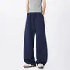 Pantalones de chándal para hombre de corte angulado de alta resistencia, color blanco y gris, marca moderna estilo americano, corte holgado, caída suave, pierna ancha, pantalones deportivos casuales
