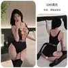 Lencería Tentación Noche Larga Pasional Hueco Transparente Comercio Exterior Vestido de Malla de una Pieza Sexy Vestido de Malla con Tirantes Huecos 5089