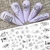 Verano nuevas pegatinas de uñas de flores arte de líneas de flores en blanco y negro pegatinas de uñas al por mayor Yiwu