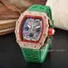 Relógio Luminous Multifuncional Richard em Formato de Barril Cravejado de Diamantes para Homens e Mulheres Display de Quartzo Venda por Atacado