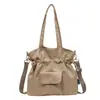 Bolsa Estilo Coreano para Mujer 2024 Nuevo Color Sólido Gran Capacidad Bolso Tote de Hombro Nicho Versátil Bolsa Cubo con Cordón de Nylon