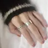 Anillo Vintage Estilo Coreano de Plata de Ley 925 para Mujer, Elegante y Sencillo Diseño de Cadena Trenzada, Anillo Abierto Liso para el Dedo Índice
