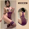 Sexy e interessante camisola erótica de suspensório transparente estilo gola halter que não precisa tirar com decote vazado nas costas tentação uniforme SM qqny