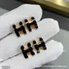 Aijia Alta Calidad Versión Mini de Letras Pendientes de Aro H Esmaltados Estéreo para Mujeres Nicho Simples Versátiles Pendientes Dropshipping