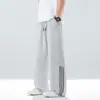 Calça Masculina de Seda Gelada Respirável com Malha Verão Fina Reta Secagem Rápida Calça Esportiva Verão Jovem Casual Longa