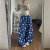 Pantalones de Chándal Rectos con Estampado de Estrellas Estilo Retro Americano Unisex Corte Limpio Estilo Urbano Sueltos Versátiles Pantalones Casuales