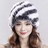 Suministros del Fabricante Sombreros de Piel para Mujer Hechos de Piel de Conejo Rex, Piel de Conejo Trenzada, Estilo Piña Espiral, Engrosados para Invierno, Casuales y Versátiles