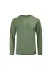 Camiseta de manga longa, gola redonda, cor sólida, de trama simples, feita de poliéster-spandex de 180g, de secagem rápida, com sensação de frescor, adequada para esportes, corrida, uniformes de trabalho e uniformes de equipe, com opções de impressão