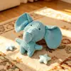 Juguete para perro elefante, duradero y masticable, para cachorros en dentición, de peluche con sonido y papel crujiente, juguete para mascotas auto-entretenido y que alivia el aburrimiento para cachorros
