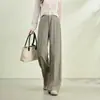 Pantalones de Pierna Ancha para Mujer Zhengzhou Moda Retro Estilo Old Money Patchwork Pantalones Casuales para Mujer Primavera Nuevo Retro Sueltos Versátiles