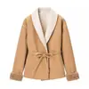 Para Comercio Exterior Europeo y Americano Transfronterizo Ropa de Mujer, Popular en Aliexpress, Conjunto Estilo Dulce Otoño e Invierno, Abrigo de Lana con Cinturón