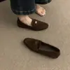 Zapatos Planos Retro Estilo Coreano para Mujer, Boca Baja, Nuevo Modelo Primavera 2026, Mocasines Elegantes Negros sin Cordones de Suela Suave