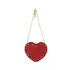 Bolso Pequeño Exquisito con Tachuelas Transfronterizo para Mujer Modelo Nuevo 2026 Bolso de Hombro con Forma de Corazón Rojo Bolso Cruzado Versátil con Cadena de Moda