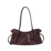 Bolsa de ombro minimalista retrô europeia e americana, nova bolsa de mão casual transfronteiriça, textura de couro PU macio, bolsa feminina plissada para sob o braço