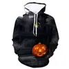 Venda direta estação independente fornecimento série Halloween casais abóbora caveira estampa 3D masculino solto suéter chapéu