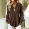 Estación Europea 2026 Comercio Exterior AliExpress Wish Camisa Más Vendida Nueva Color Sólido Cuello en V Encaje Blusa para Mujer