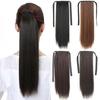 Venta al por mayor de fábrica, en stock, coleta de peluca con estilo de atar para mujer, cabello largo y liso con pinza de garra, peluca nueva de alta calidad