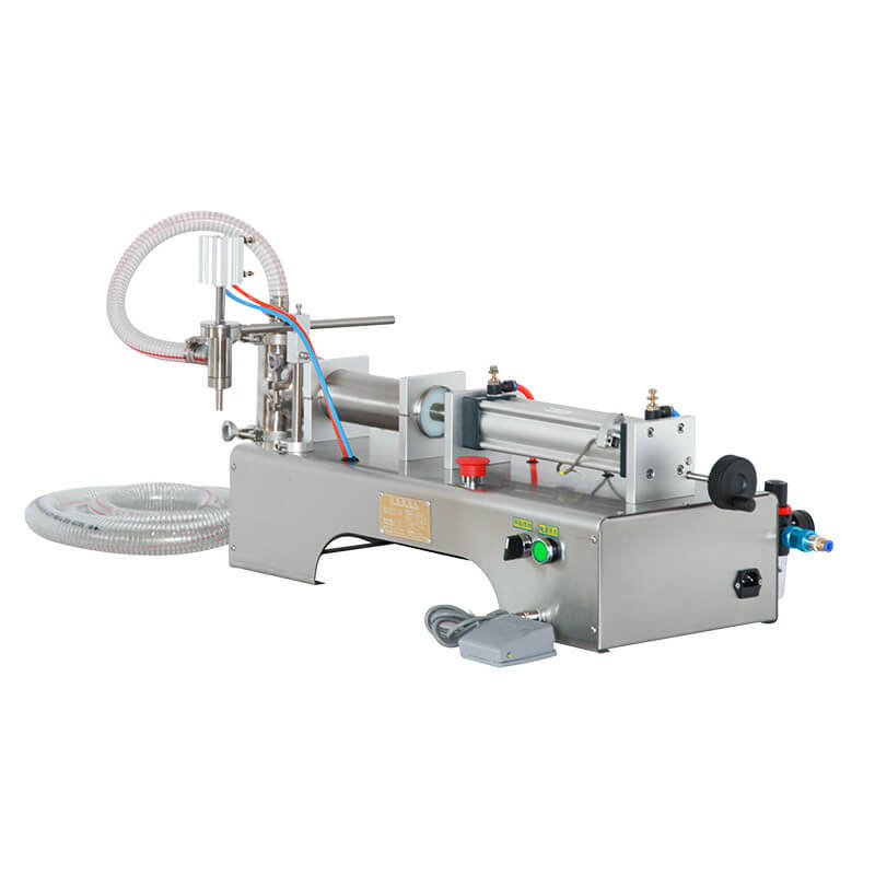 半自动小型卧式液体饮料矿泉水玻璃水定量灌装机1