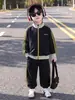 Traje Deportivo de Primavera y Otoño para Niños, Camisa con Cremallera Estilo Coreano para Niños, Conjunto de Dos Piezas de Moda, Ropa Elegante para Niños Pequeños, Comercio Exterior